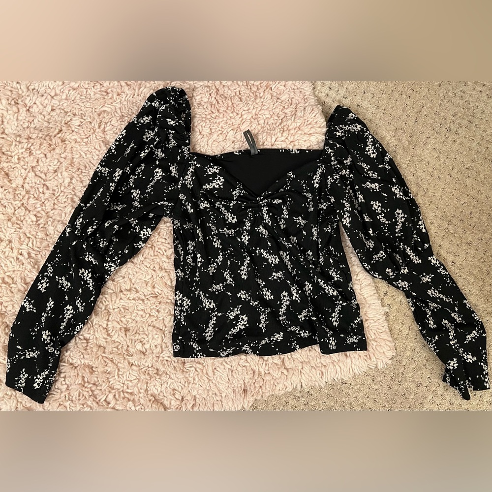 Anthropologie, NWT, XL, blouse, white and black